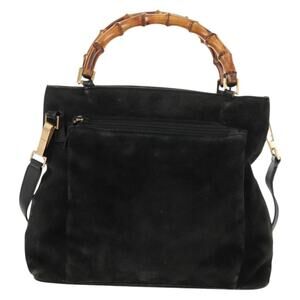 Gucci Bamboo Suede Handbag Black